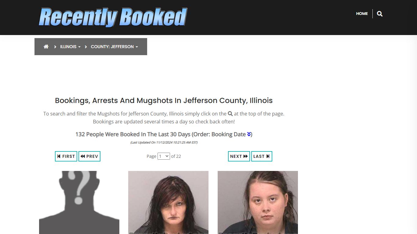 Bookings, Arrests and Mugshots in Jefferson County, Illinois