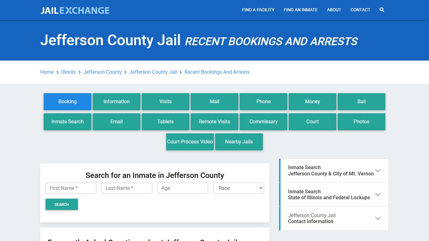 Jefferson County Jail IL Recent Arrests and Bookings